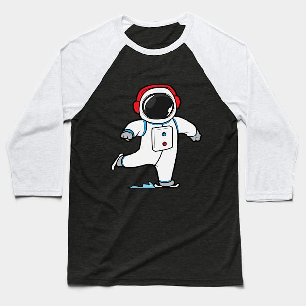 Astronaut at ice skating with ice skates Baseball T-Shirt by Markus Schnabel